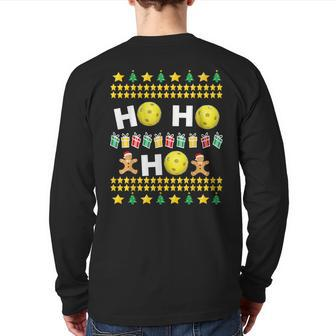 Pickleball Ugly Christmas Sweater Holiday Back Print Long Sleeve T-shirt | Mazezy