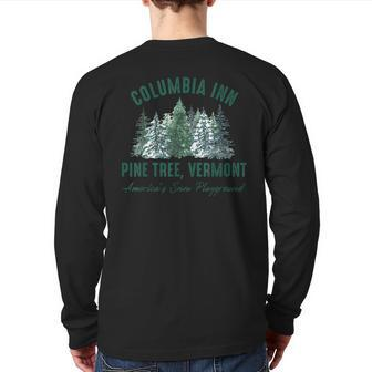 Pine Tree Vermont Always A White Christmas Tree Holiday Back Print Long Sleeve T-shirt | Mazezy