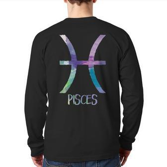 Pisces Zodiac Symbol Astrology Fish Water Sign Back Print Long Sleeve T-shirt | Mazezy