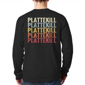 Plattekill New York Plattekill Ny Retro Vintage Text Back Print Long Sleeve T-shirt | Mazezy