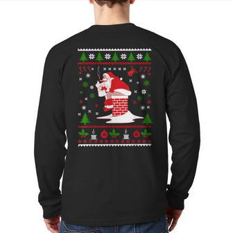 Pooping Santa Claus Ugly Christmas Sweater Back Print Long Sleeve T-shirt | Mazezy AU