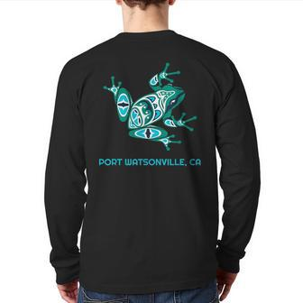 Port Watsonville Ca Frog Pacific Nw Native American Indian Back Print Long Sleeve T-shirt | Mazezy
