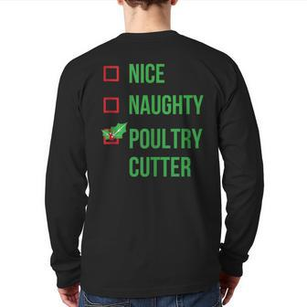 Poultry Cutter Pajama Christmas Back Print Long Sleeve T-shirt | Mazezy
