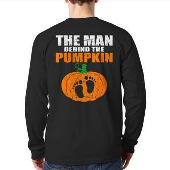 Pregnant Halloween Costume For Dad Expecting Lil Pumpkin Back Print Long Sleeve T-shirt - Seseable