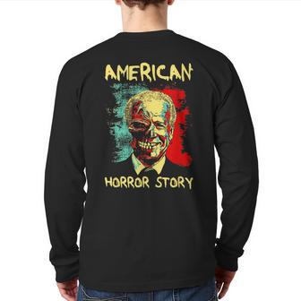 President Horror American Zombie Story Halloween Biden 2024 Back Print Long Sleeve T-shirt - Thegiftio UK