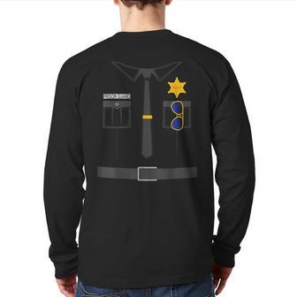 Prison Guard Correctional Officer Easy Halloween Costume Fun Back Print Long Sleeve T-shirt - Thegiftio UK