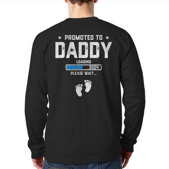 Promoted To Daddy Est 2024 New Dad First Daddy Back Print Long Sleeve T-shirt - Thegiftio UK