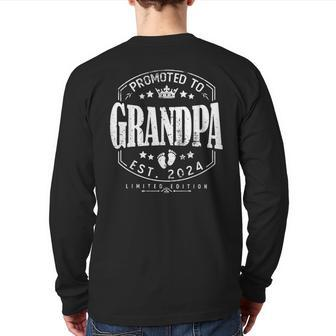 Promoted To Grandpa 2024 Grandparents Baby Announcement Men Back Print Long Sleeve T-shirt - Monsterry