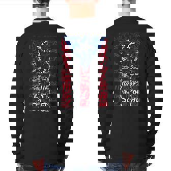 Pueblos En La Bandera De Puerto Rico Cities Of Puerto Rico Back Print Long Sleeve T-shirt | Mazezy