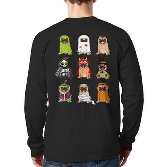 Pug Collection Happy Pug-O-Ween Halloween Spooky Costume Back Print Long Sleeve T-shirt - Thegiftio UK
