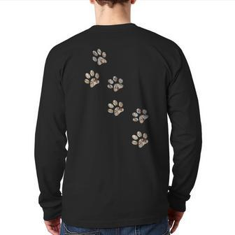 Puppy Paw Print Pet Lover Dog Lovers Animal Rescue Rights Back Print Long Sleeve T-shirt | Mazezy