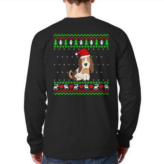 Puppy Ugly Christmas Sweater Back Print Long Sleeve T-shirt - Monsterry