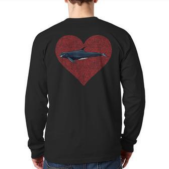Pygmy Killer Whale Valentines Day Love Fingerprint Back Print Long Sleeve T-shirt | Mazezy