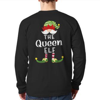 Queen Elf Group Christmas Pajama Party Back Print Long Sleeve T-shirt - Seseable