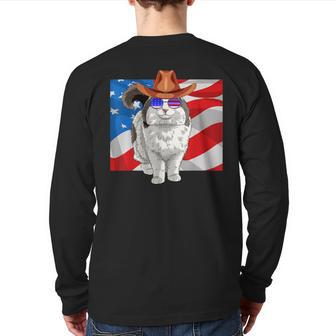 Ragamuffin Cat 4Th Of July Usa Patriotic American Flag Back Print Long Sleeve T-shirt | Mazezy