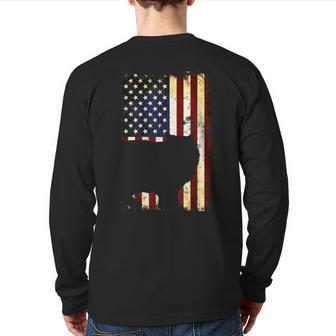 Ragamuffin Silhouette American Flag 4Th Of July Back Print Long Sleeve T-shirt | Mazezy