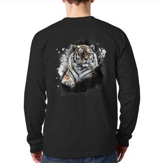 Realistic Awesome Tiger Animal Lovers Back Print Long Sleeve T-shirt - Monsterry AU