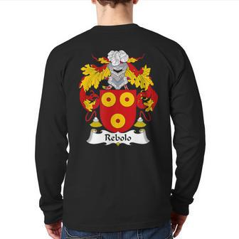 Rebolo Coat Of Arms Family Crest Back Print Long Sleeve T-shirt | Mazezy