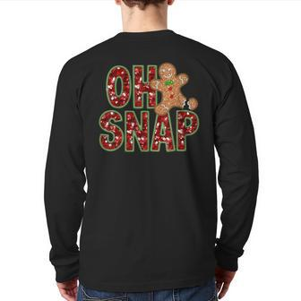 Red Cheerful Sparkly Oh Snap Gingerbread Christmas Cute Xmas Back Print Long Sleeve T-shirt | Mazezy