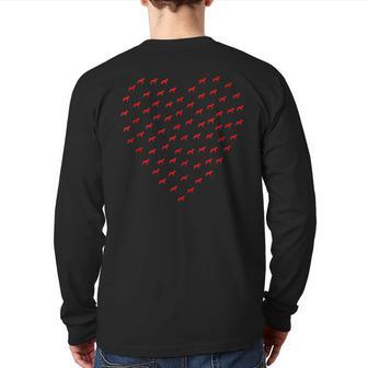 Red Estonian Hound Valentines Day Dog Heart Back Print Long Sleeve T-shirt | Mazezy