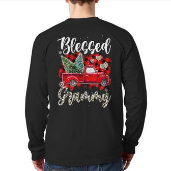 Red Truck Plaid Xmas Tree Blessed Grammy Family Christmas Back Print Long Sleeve T-shirt | Mazezy