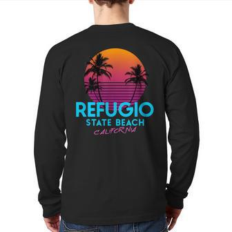 Refugio State Beach California Retro Wave 80S Back Print Long Sleeve T-shirt | Mazezy