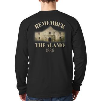 Remember The Alamo Souvenir History Alamo Back Print Long Sleeve T-shirt | Mazezy