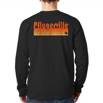 Retro 80S Style Pflugerville Tx Back Print Long Sleeve T-shirt | Mazezy