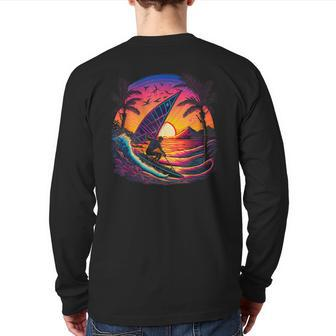 Retro Aesthetic Windsurfing Back Print Long Sleeve T-shirt | Mazezy