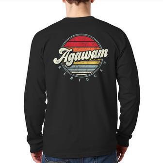 Retro Agawam Home State Cool 70S Style Sunset Back Print Long Sleeve T-shirt | Mazezy