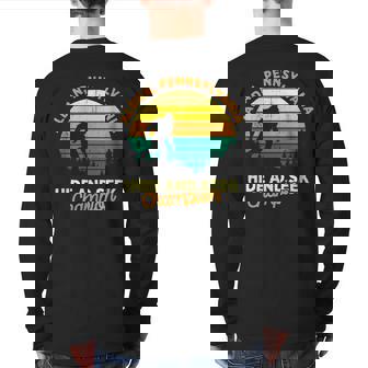Retro Aldan Pennsylvania Big Foot Souvenir Back Print Long Sleeve T-shirt | Mazezy