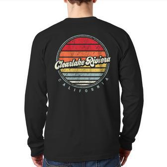 Retro Clearlake Riviera Home State Cool 70S Style Sunset Back Print Long Sleeve T-shirt | Mazezy
