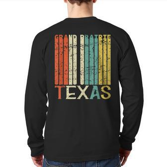Retro Grand Prairie Residents State Texas Back Print Long Sleeve T-shirt | Mazezy
