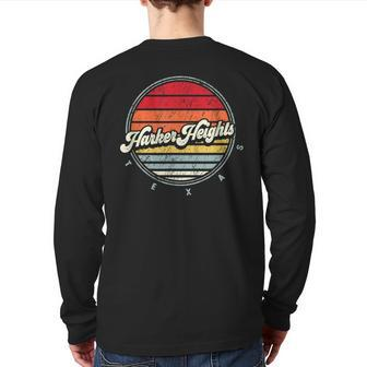 Retro Harker Heights Home State Cool 70S Style Sunset Back Print Long Sleeve T-shirt | Mazezy