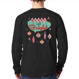 Retro Merry And Bright Mid-Century Modern Christmas Ornament Back Print Long Sleeve T-shirt - Seseable