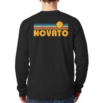 Retro Novato California Sunset Back Print Long Sleeve T-shirt | Mazezy