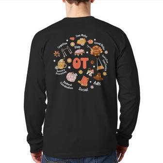 Retro Occupational Therapy Ot Therapist Fall Thanksgiving Back Print Long Sleeve T-shirt - Monsterry DE