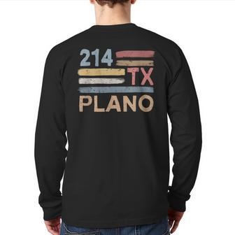 Retro Plano Area Code 214 Residents State Texas Back Print Long Sleeve T-shirt | Mazezy DE