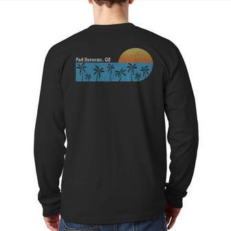 Retro Port Hueneme Beach Souvenir Back Print Long Sleeve T-shirt | Mazezy