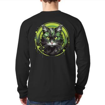 Retro Style Cymric Cat Back Print Long Sleeve T-shirt | Mazezy