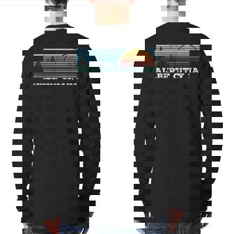 Retro Sunset Stripes Albert City Iowa Back Print Long Sleeve T-shirt | Mazezy