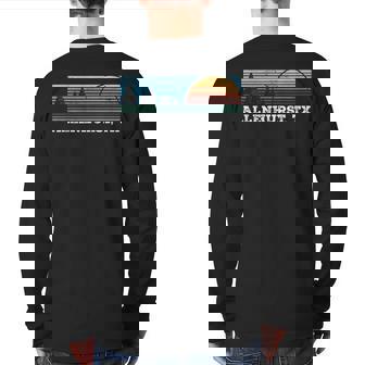 Retro Sunset Stripes Allenhurst Texas Back Print Long Sleeve T-shirt | Mazezy