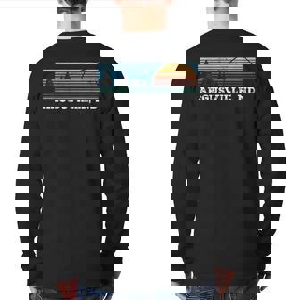 Retro Sunset Stripes Argusville North Dakota Back Print Long Sleeve T-shirt | Mazezy