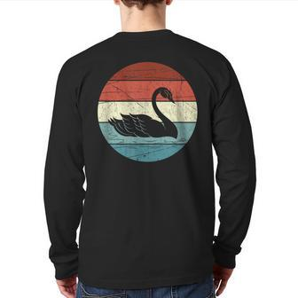 Retro Swan Back Print Long Sleeve T-shirt | Mazezy