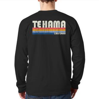 Retro Vintage 70S 80S Style Tehama Ca Back Print Long Sleeve T-shirt | Mazezy