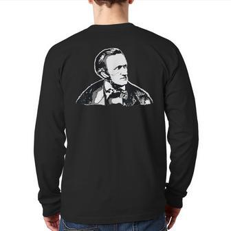 Richard Wagner Classical Composer Earbuds Back Print Long Sleeve T-shirt | Mazezy