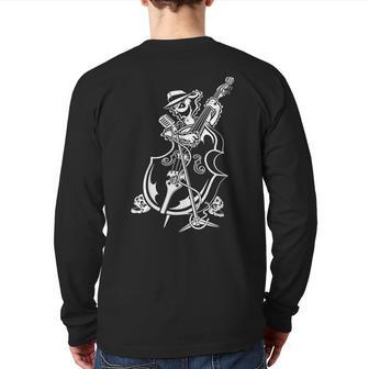 Rockabilly Upright Bass Player Rockabilly Singer Back Print Long Sleeve T-shirt | Mazezy