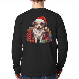 Romanian Mioritic Shepherd Christmas Cute Dog Puppy Back Print Long Sleeve T-shirt | Mazezy