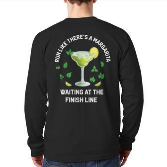 Run Like There's A Margarita Waiting At The Finish Line Back Print Long Sleeve T-shirt - Seseable