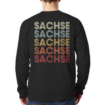 Sachse Texas Sachse Tx Retro Vintage Text Back Print Long Sleeve T-shirt | Mazezy
